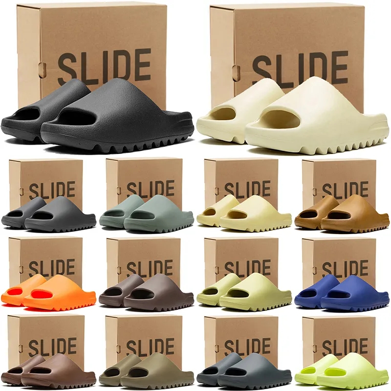 Designer Slides for Men Women Slippers Sandals Flax Desert Sand Resin Bone Slate Glow Green Slide Slipper Outdoor Summer Beach Sandal Womens Mens Shoes