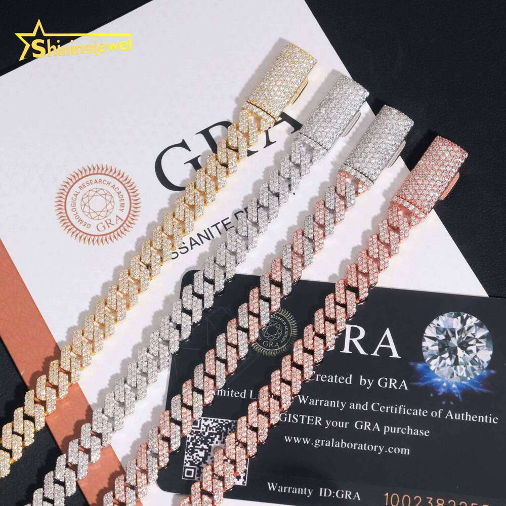 RTS 8mm Iced Out Chain Sterling Sier Gold Plated Pass Test VVS Moissanite Cuban Necklace