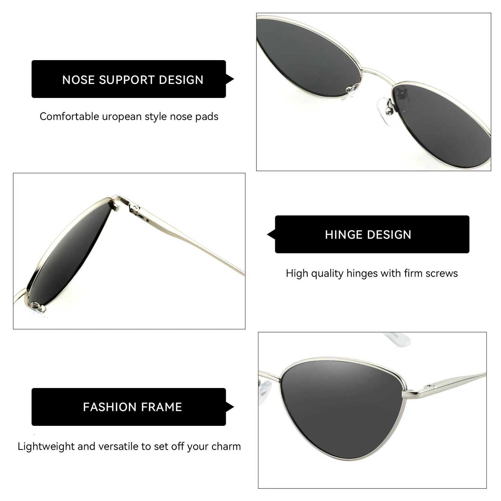 ZENOTTIC Vintage Small Cat Eye Sunes Fashion Narrow Metal Fe Polari Sun es UV Protection for Wen W250709