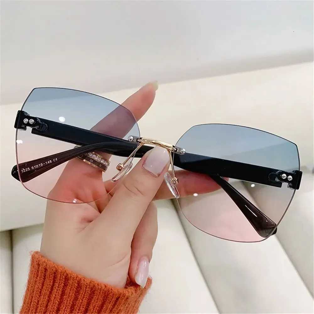 Vintage Rimless Sunglasses 2024 Wen Gradient Sunglasses Summer S Fashion UV400 F Sunglasses Ladies Eyees W250709