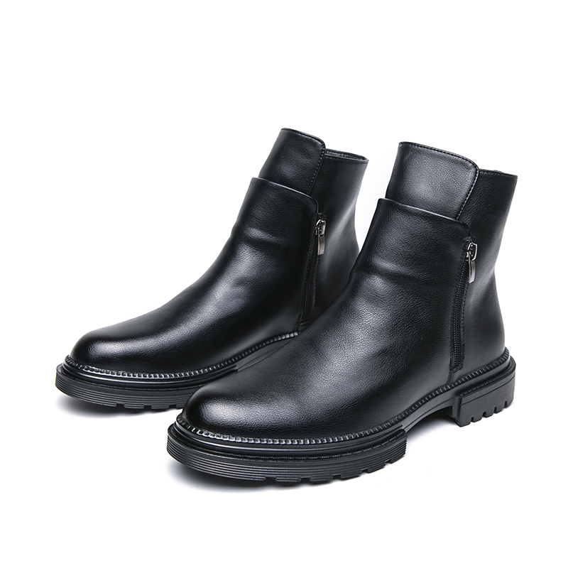 98312 Martin boots men's side zipper new 2025 spring fashion trend men's mid top short boots thick soled workwear boots high top leather sho