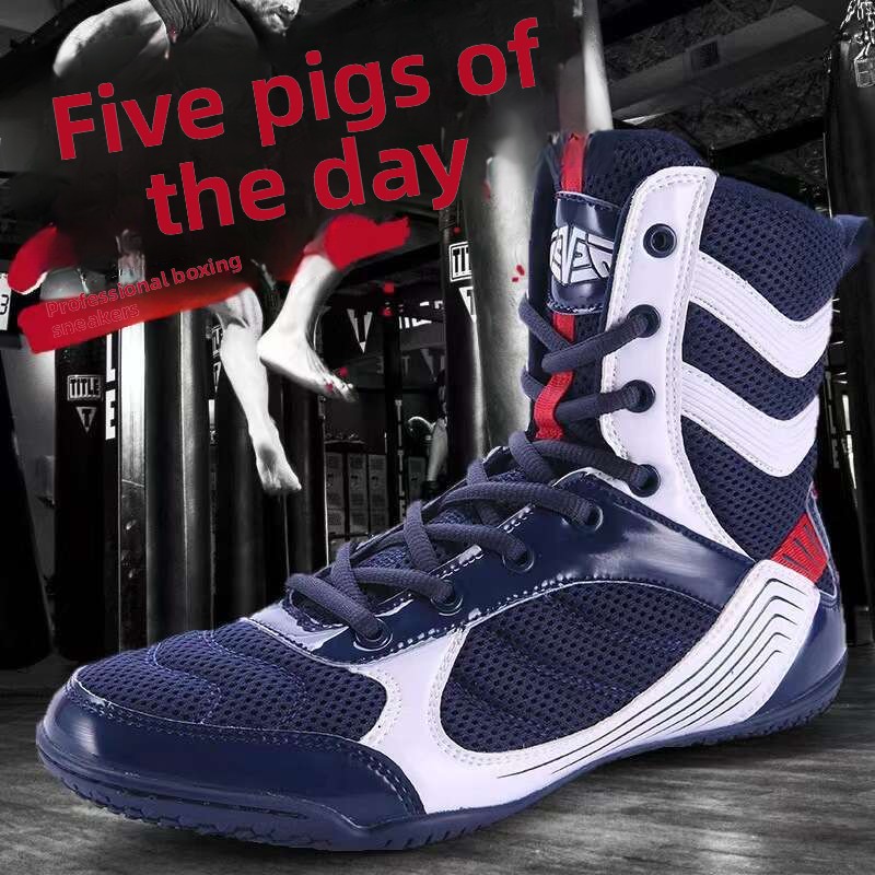 Cross border boxing shoes men's professional combat shoes fighting shoes wrestling shoes Sanda shoes women's indoor fitness training shoes