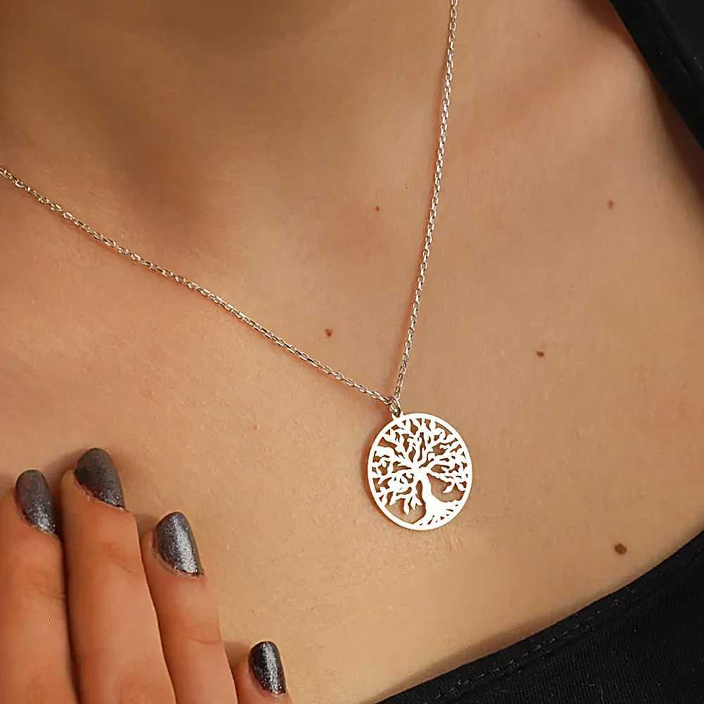 Tree of Life Pendant Stainless Steel Necklace for Women Men Silver Color Chain Necklaces Jewelry Collar Arbol De La Vida y250709
