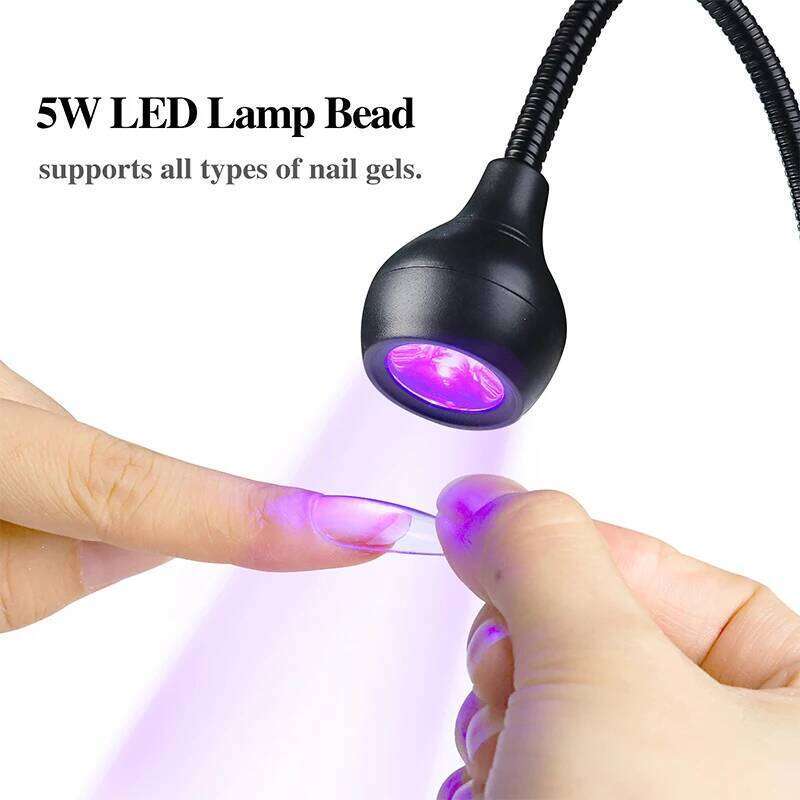 5W Dryer Light UV Lamp Drying Gel Nail Polish Foot Switch Clip-On Flexible Desk Mini Portable USB For DIY Manicure X250710