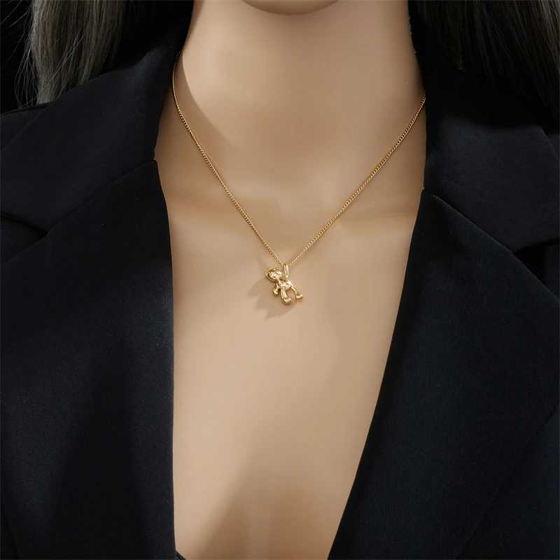 316L Stainless Steel Cute Bear Pendant Necklace for Women Fashion Girls Clavicle Chain Jewelry Birthday Gifts for Lovers y250709