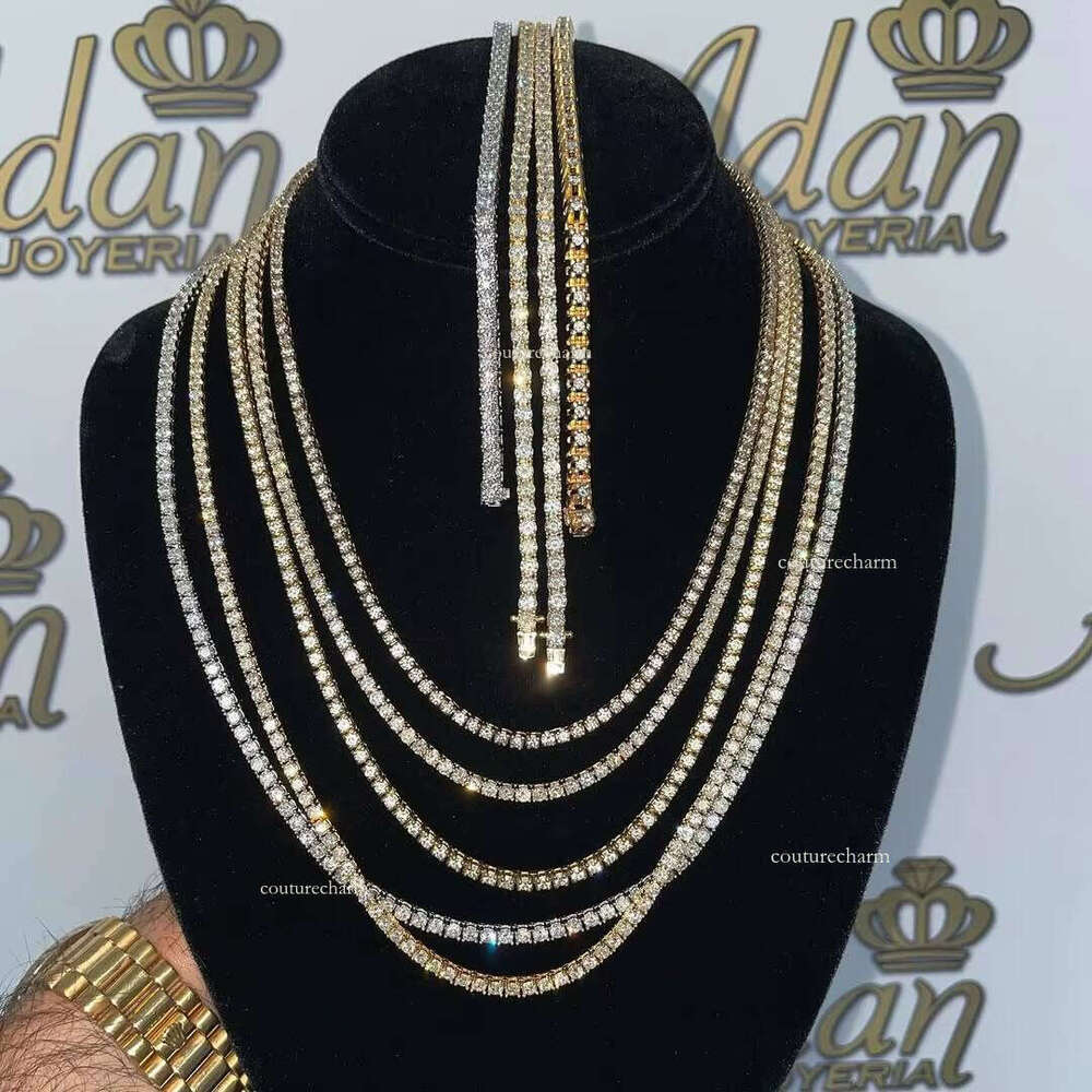Hip-Hop Sier Necklace Iced Silicon Stone Tennis Chain