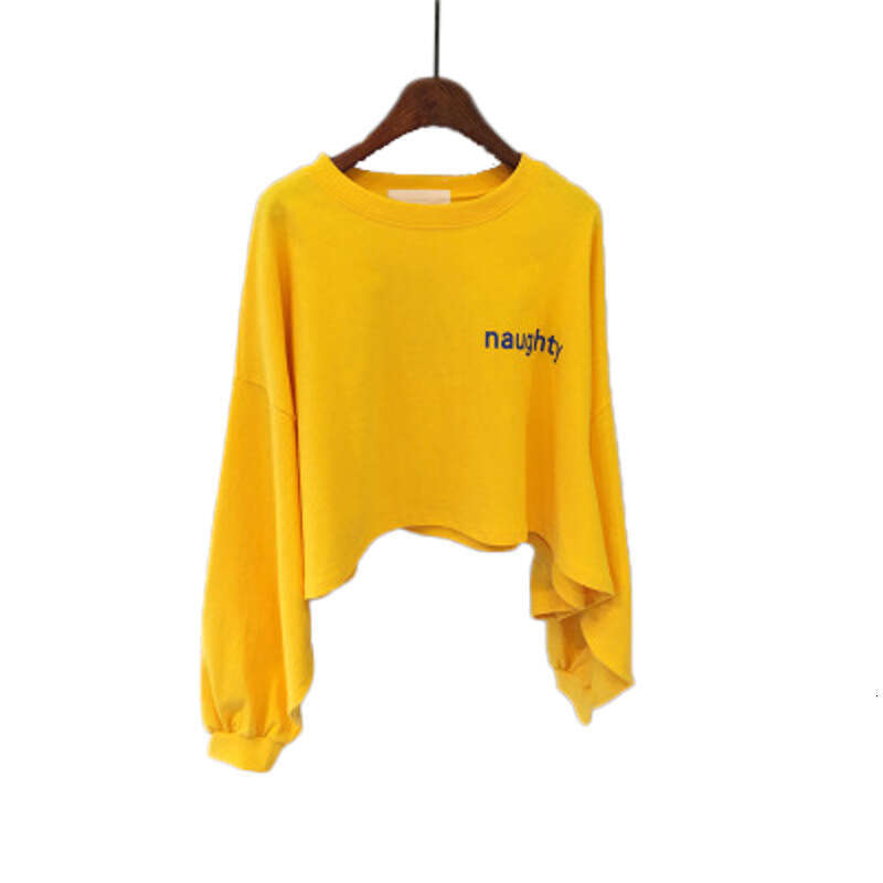 6535 Cotton Thin Short Round Neck Sweatshirt For Women New Trendy T-Shirt Women's Super Popular Autumn Top B5