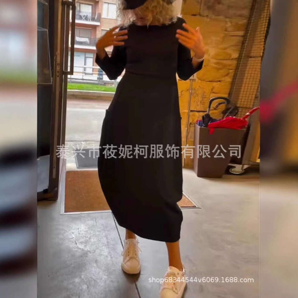 New Long Skirt Solid Color Knitted Dress Women's Clothing B5