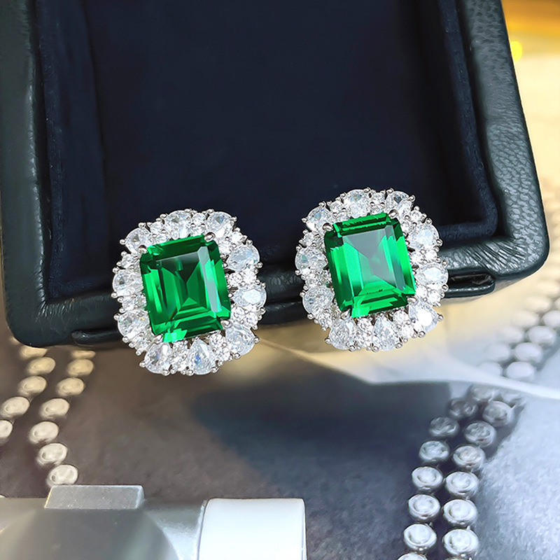 Choucong Brand New Wedding Sets Jewelry Sterling Sier Fill Emerald Zircon CZ Dia Party Stud Earring Princess Ring Clavicle Necklace Gift