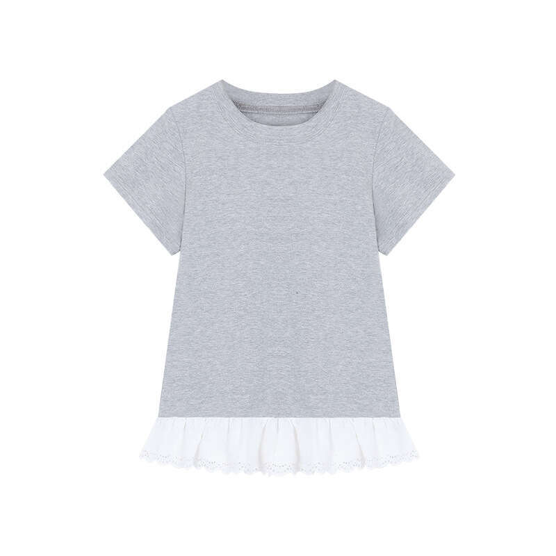 Gentle Sweet Girl Style Design Lace Patchwork Short Sleeve T-Shirt For Women Summer Slim Fit Student Top Trendy B5