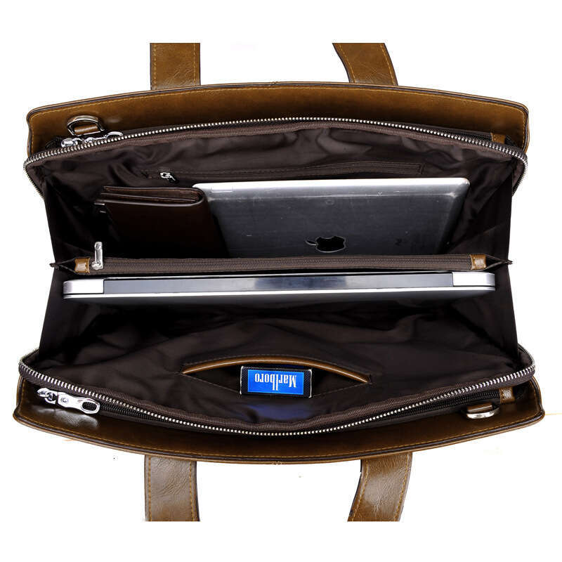 Briefcase High-End Feel Soft Leather Large Capacity Trip Laptop Bag Men's Textured Business Commuting Office Handbag Designer Luxury Sac Homme Pu