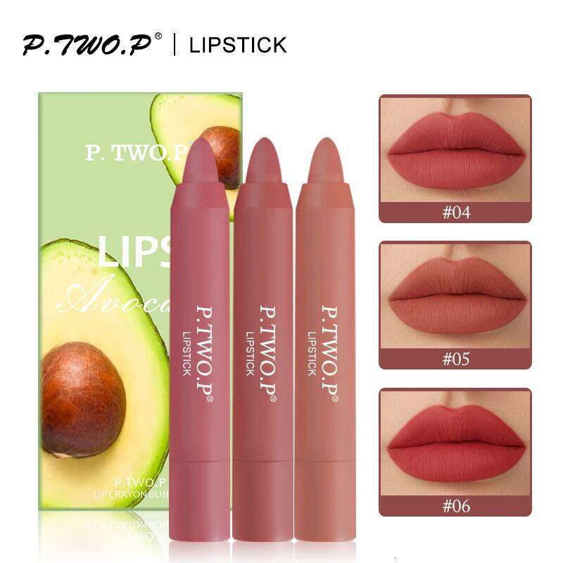 P.TWO.P 3 Pcs Set Different Colors Sexy Long Lasting Waterproof Matte Lipstick Pencils Moisturizer Lips Makeup Kit Lip X250710