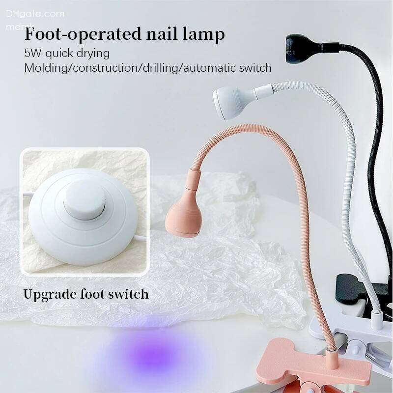 5W Dryer Light UV Lamp Drying Gel Nail Polish Foot Switch Clip-On Flexible Desk Mini Portable USB For DIY Manicure X250710