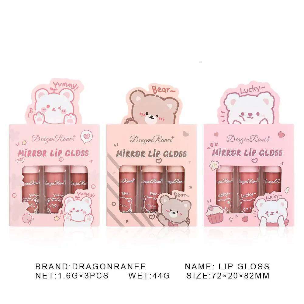 Dragon Ranee 3pcs Mirror Gloss Set Hydrating Shining Glaze Moisturizing Pearl Liquid Lipstick Cartoon Lip glosses Sets X250710