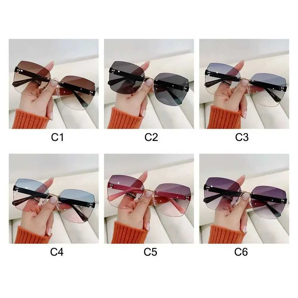 Vintage Rimless Sunglasses 2024 Wen Gradient Sunglasses Summer S Fashion UV400 F Sunglasses Ladies Eyees W250709