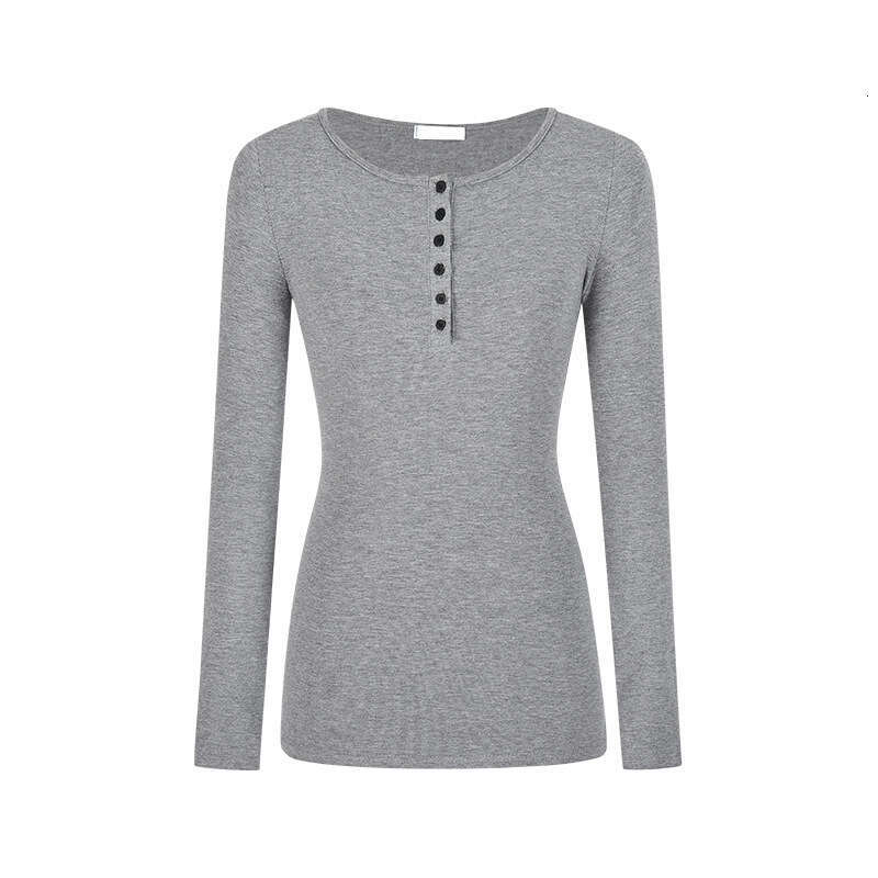 Spicy Girl Button Slim Fit Long Sleeve T-Shirt Base Shirt For Women Early Autumn Simple Inner Wear Regular Shoulder Student Top B5