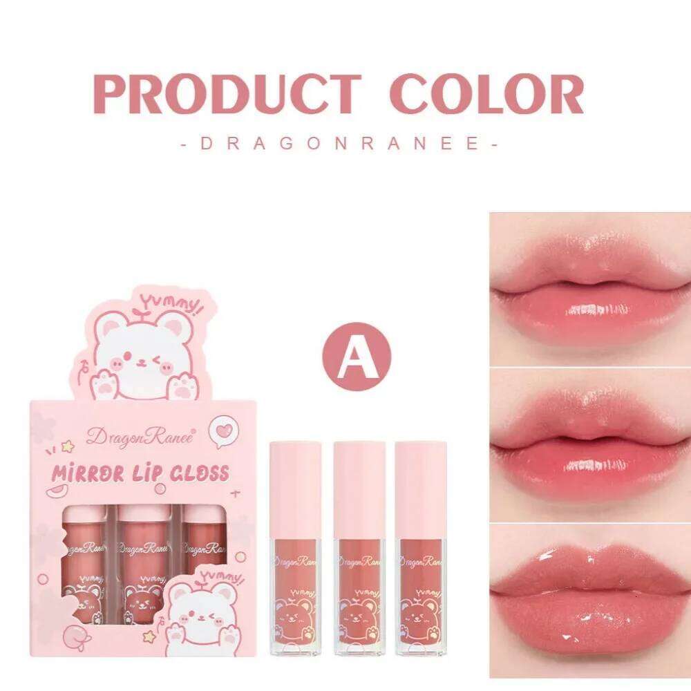 Dragon Ranee 3pcs Mirror Gloss Set Hydrating Shining Glaze Moisturizing Pearl Liquid Lipstick Cartoon Lip glosses Sets X250710
