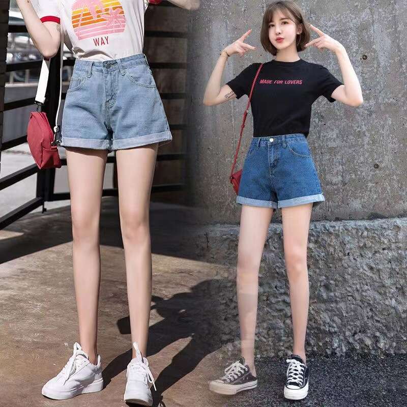 High Waist Black Denim Shorts For Women Summer Student Rolled Hem Loose Slimming A-Line Wide Leg Hot Pants Korean Style Trendy B5
