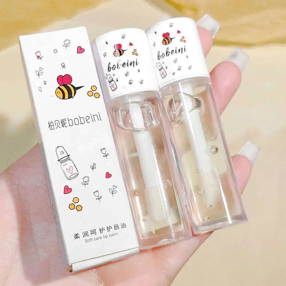 Bee Water-shine Glass Transparent Honey Dry Repair Care toot Moisturizing Lip Oil X250710