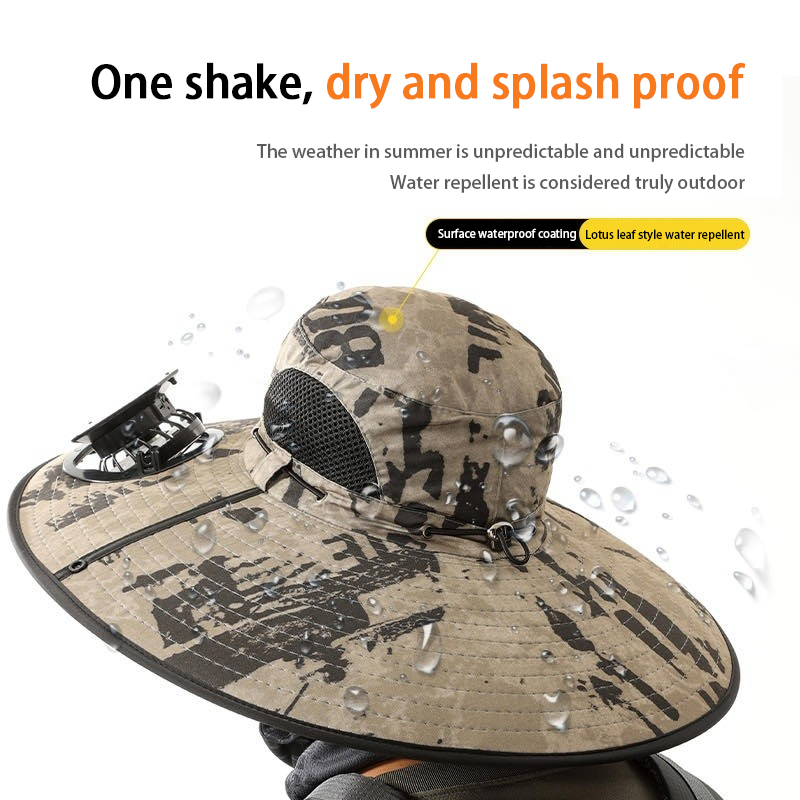 Solar Electric Fan Hat - Portable Breathable Cooling Headwear with Built-in Battery Charger
