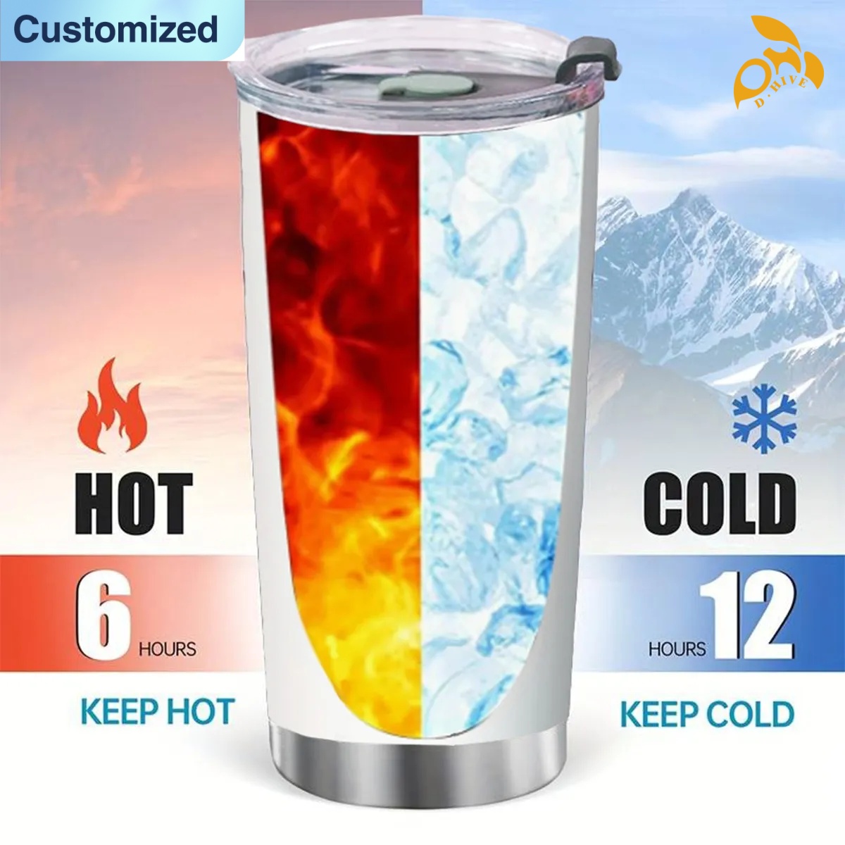 free shipping of customized 20OZ travel mug with sliding cover with exquisite patterns from US