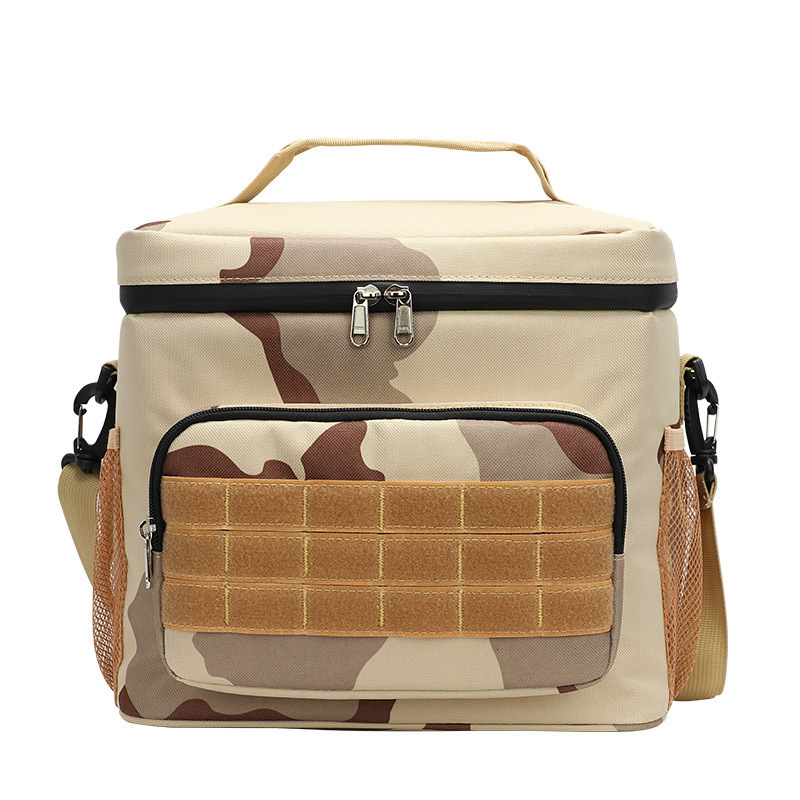 Square outdoor waterproof camouflage insulation bag wear-resistant Oxford cloth portable insulation bag convenient lunch box bag for work 240509