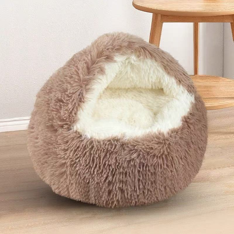 Warm Soft Plush Pet Bed-Semi-Enclosed Shell-Style Nest, Universal for Cats and Dogs,Cozy Cat Mattress Sofa Bed