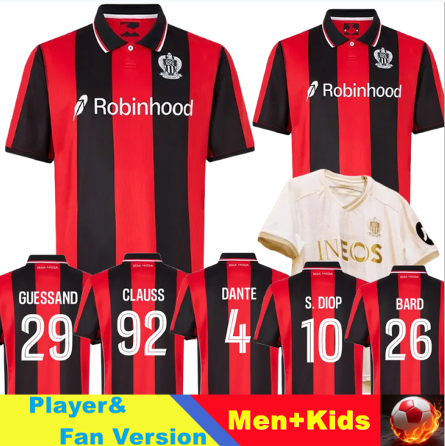 25 26 OGC Nice Soccer Jerseys CLAUSS LABORDE S.DIOP GUESSAND DANTE 2025 2026 BOUDAOUI T.MOFFI NDAYISHIMIYE SANSON NDOMBELE Football Shirts Men Uniforms kids kits sets