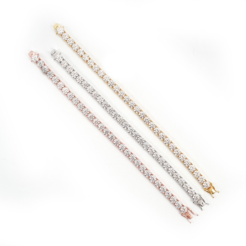925 Sterling Silver Grade Gra VVS 6.5mm White Moissanite Diamond Tennis Chain Bracelet for Gift