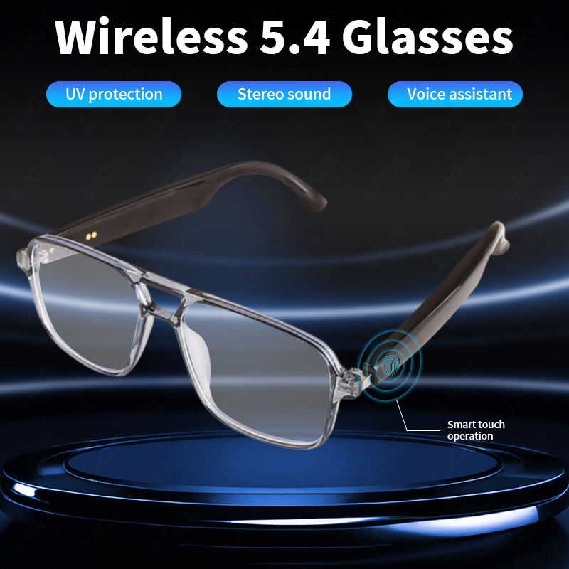 LIGE Wireless Smart sunglasses,UV protection, voice control Wireless call music control Double-beam color-changing glasses Outdoor sports glasses