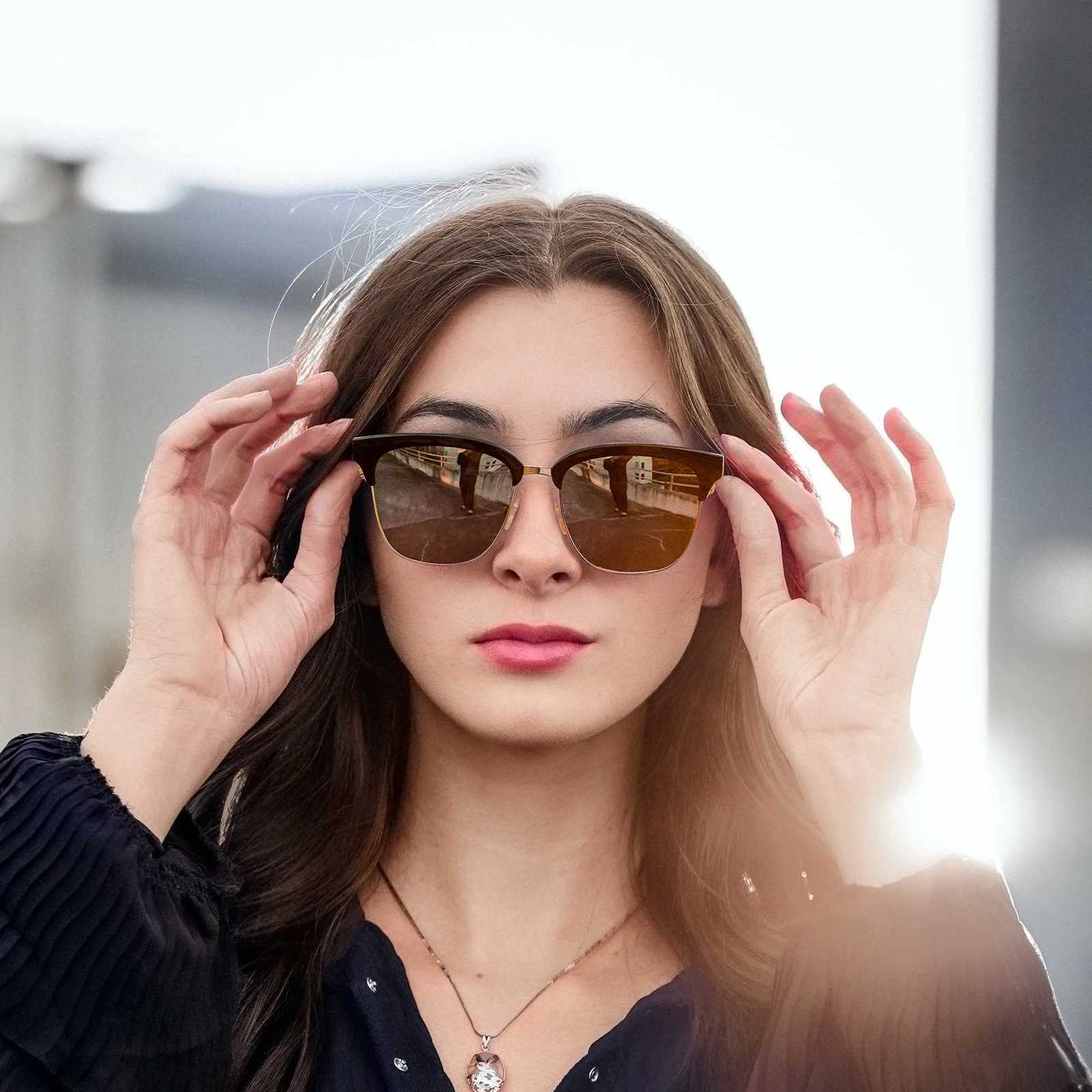 Zenotic Fashion Half Fe Polari Sunes High-Quality Acetate Busin Shade Unisex Square UV400 Certified Sun Es W250709