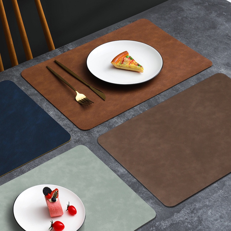 6 pieces PVC Double-sided Leather Dining Table Mat, Desktop Decoration, Home Dining Plate Mat, Anti Slip Bowl Mat, Thermal Insulation Mat
