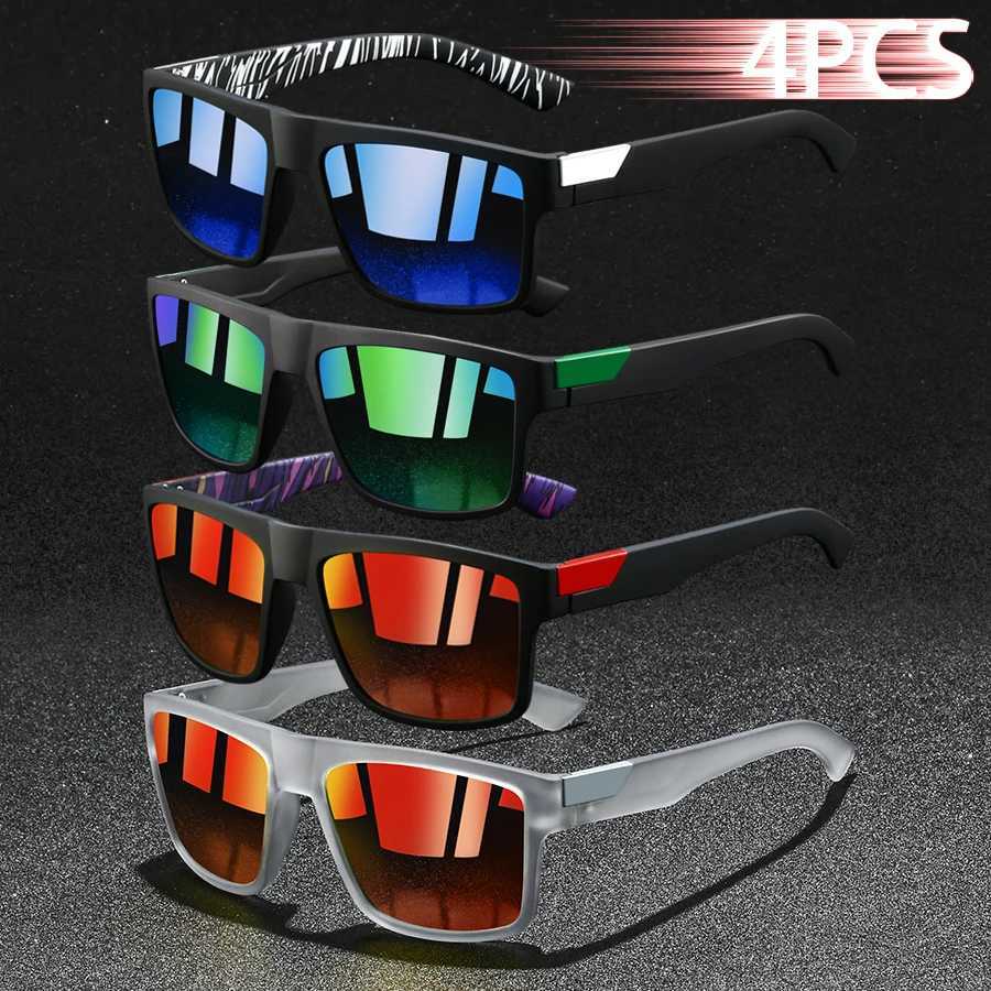 4 PCS Fashion Vintage Square Sunes Men Fishing Driving Man Luxury Brand Designer Sun es Anti-Glare Retro Eyewear UV400 W250709