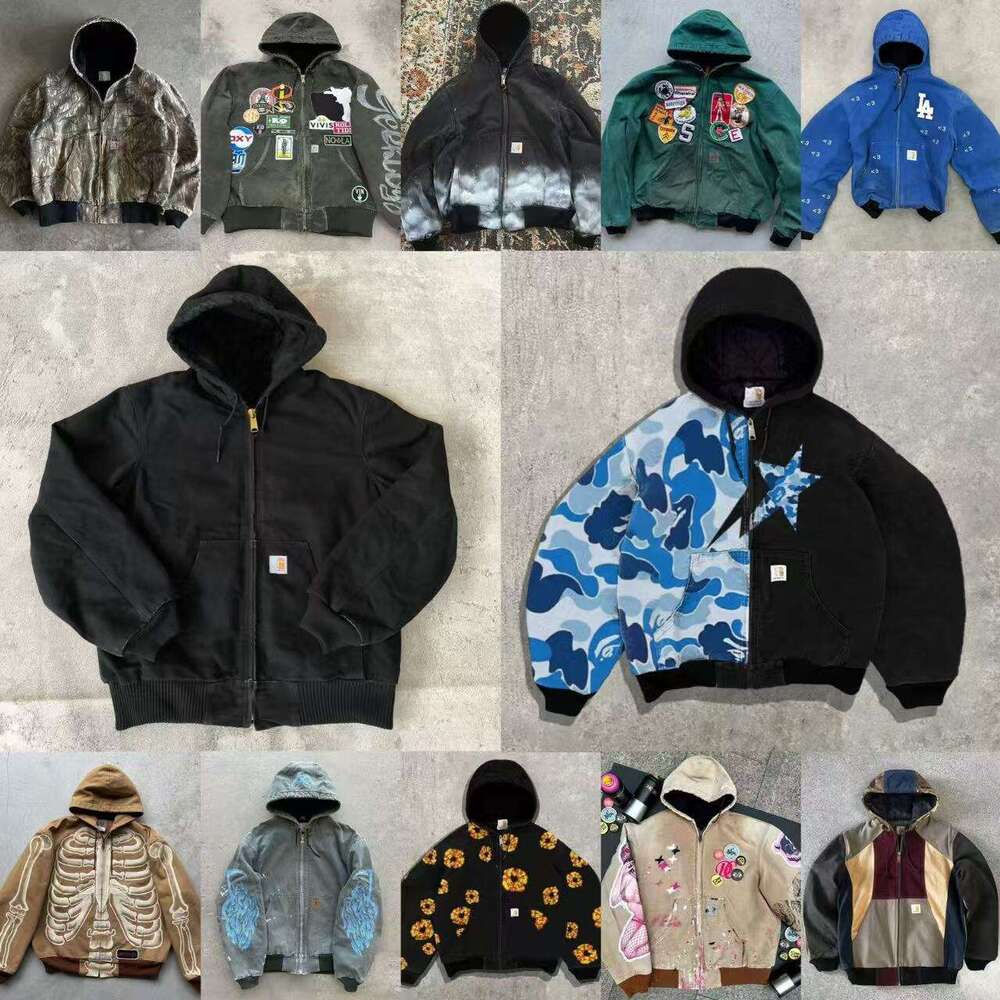 Carah Jacket Designer carharttlies Hoodie Men's Full-Zip Fleece Hoodie Designer Jacket for Men Y2k Full Zip Up Hoodie Long Sleeve Graphic Jacket Goth Sweatshirt d8