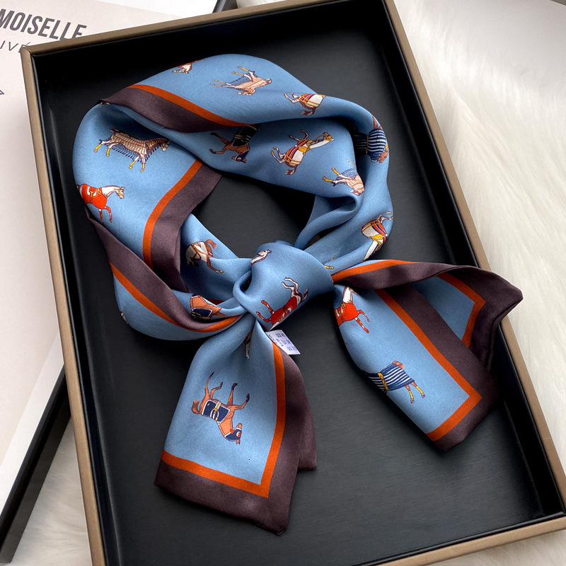 British War Horse Silk Scarf for Women Spring and Autumn Pink Long Mulberry Silk Scarf Hairband Matching Shirt 250710