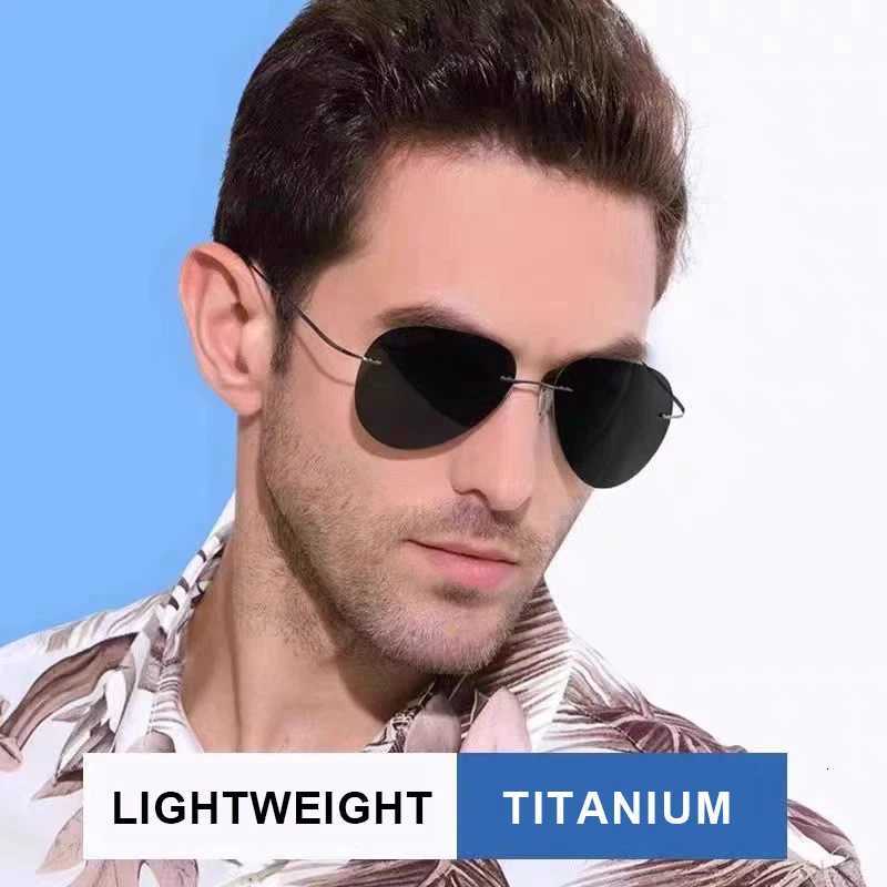 CLLOIO tralight Pure Titanium Polari Sunes Men ot Rimss Anti-Glare Driving es UV400 Fashion Sunshade Eyewear W250709