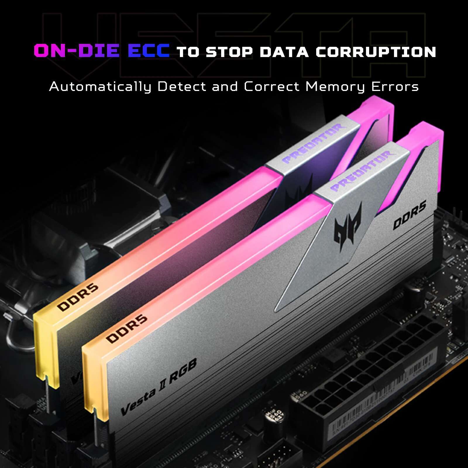 ACER PREDATOR Vesta II RGB DDR5 RAM Memory 32GB(2x16GB) 6000MHz CL28 Gaming Computer Memory Compatible with XMP 3.0/AMD EXPO