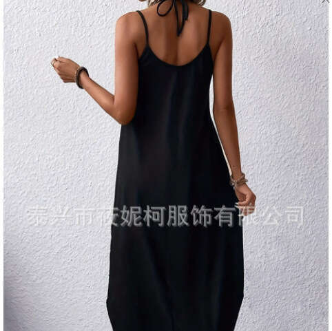 Women's Solid Color Fresh Sweet Loose Long Vest Strap Dress B5