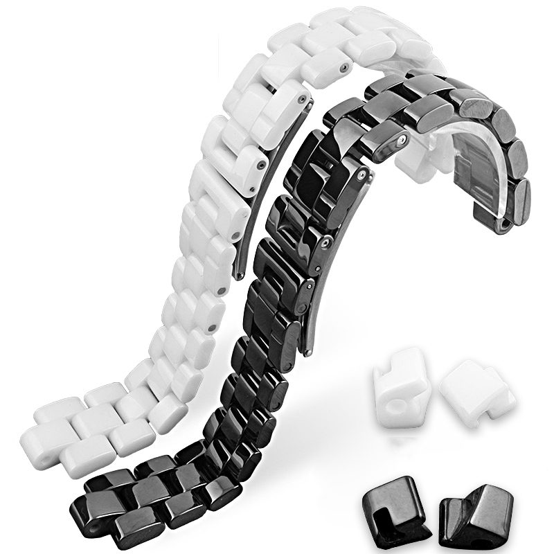 For J12 ceramics wristband high quality women's men's watch strap Fashion bracelet black white 16mm 19mm bands