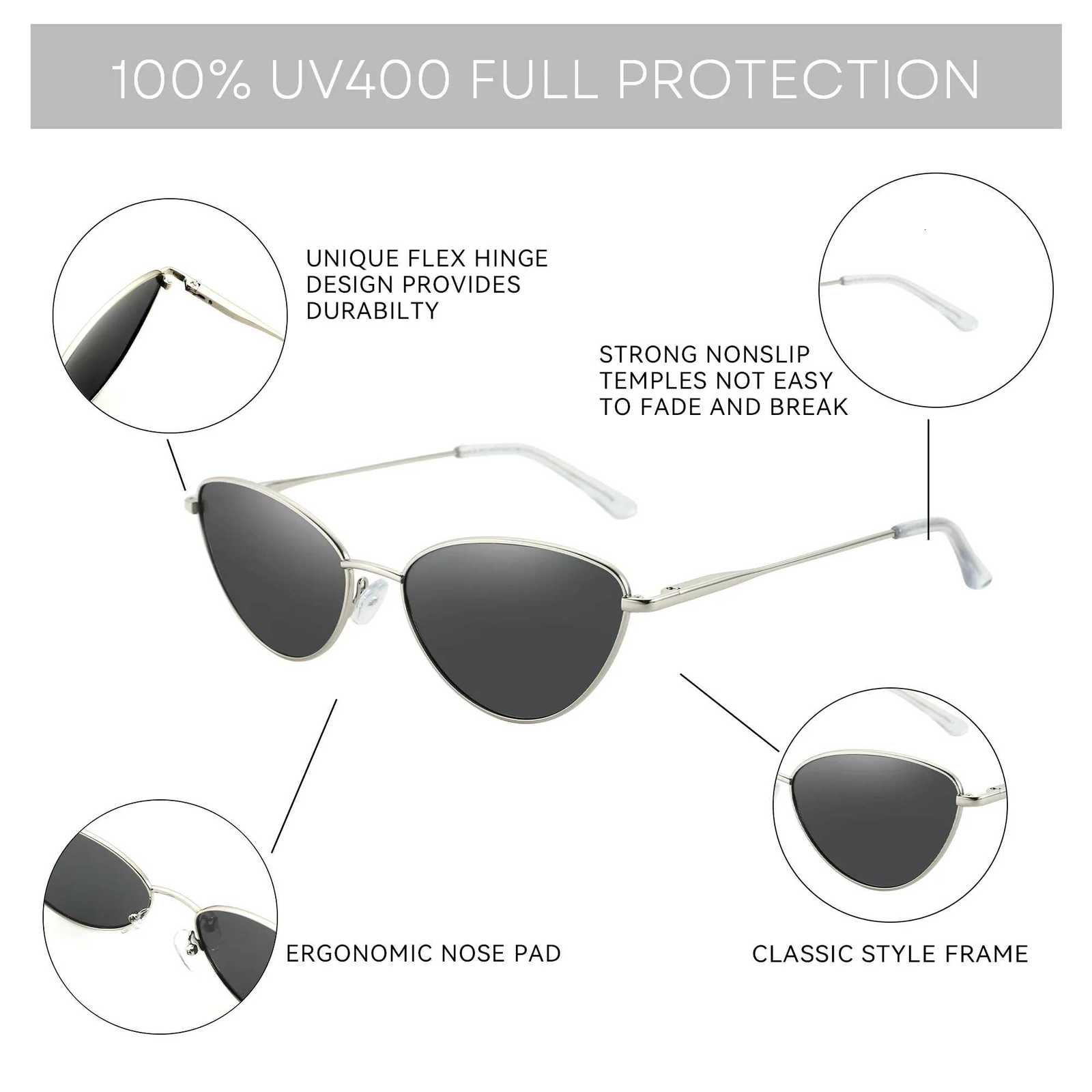 ZENOTTIC Vintage Small Cat Eye Sunes Fashion Narrow Metal Fe Polari Sun es UV Protection for Wen W250709