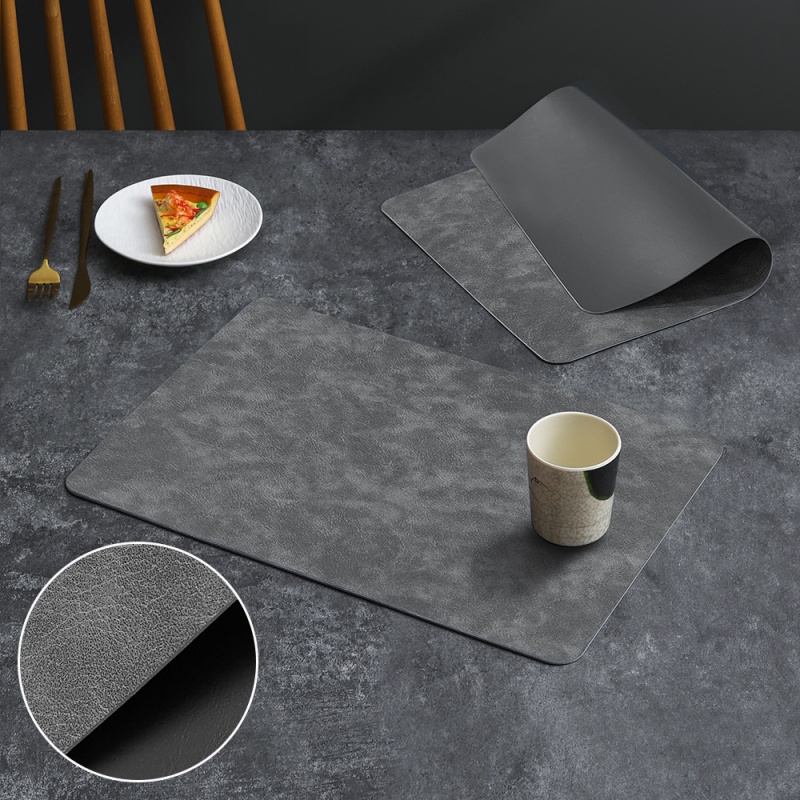 6 pieces PVC Double-sided Leather Dining Table Mat, Desktop Decoration, Home Dining Plate Mat, Anti Slip Bowl Mat, Thermal Insulation Mat