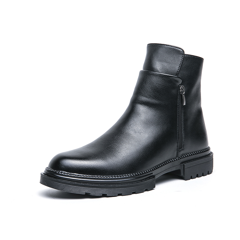98312 Martin boots men's side zipper new 2025 spring fashion trend men's mid top short boots thick soled workwear boots high top leather sho