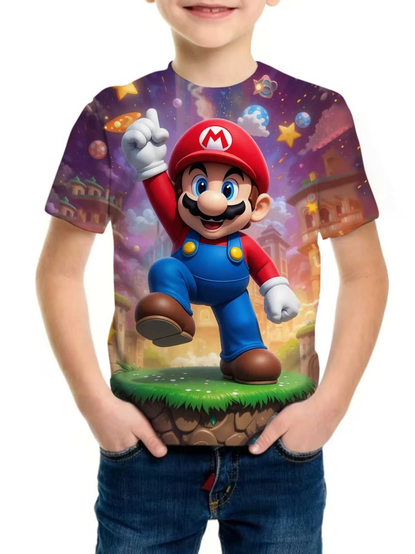 Fashion Super Mario Brothers T-Shirt Childrens Clothing Top Boys Game 3D Printing Anime O Neck z2507098W3I