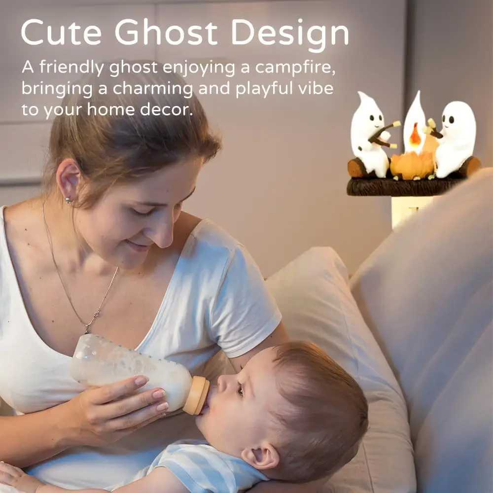 Ghost Campfire Flickering Halloween Night Light 3D LED Small Campfire Light For Indoor Halloween Decorations Z250710