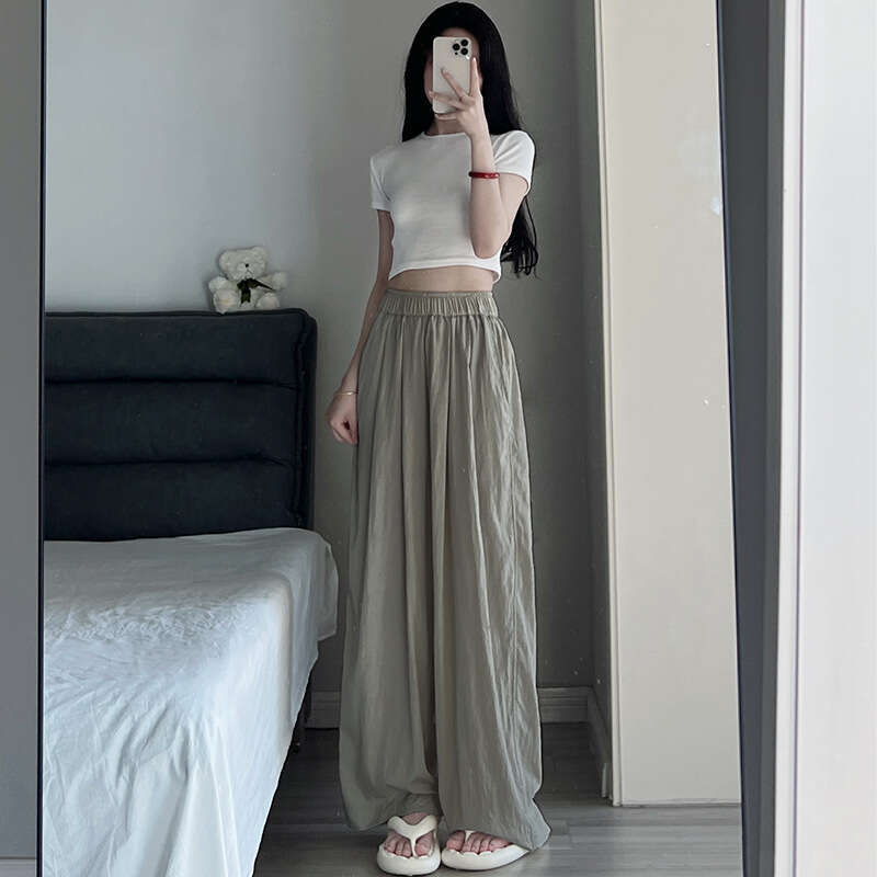 Wide-Leg For Women Summer New High-Waist Draped Casual Lazy Pleated Yamamoto Pants Straight Loose Trousers B5