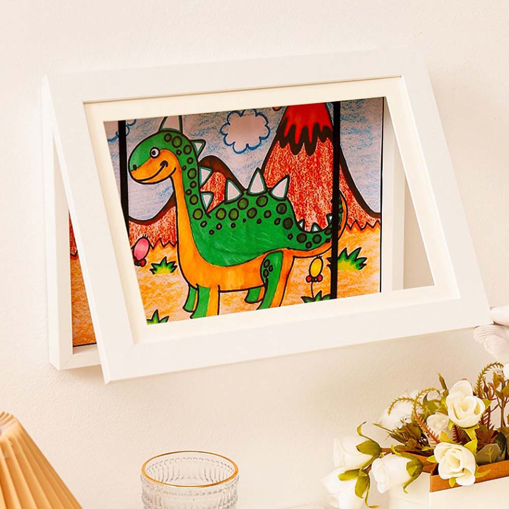 3Colors Children Drawing Frames A4/6 Kids Art Frame Wooden Replaceable Display for Poster Photo Paintings Pictures Decor H260306