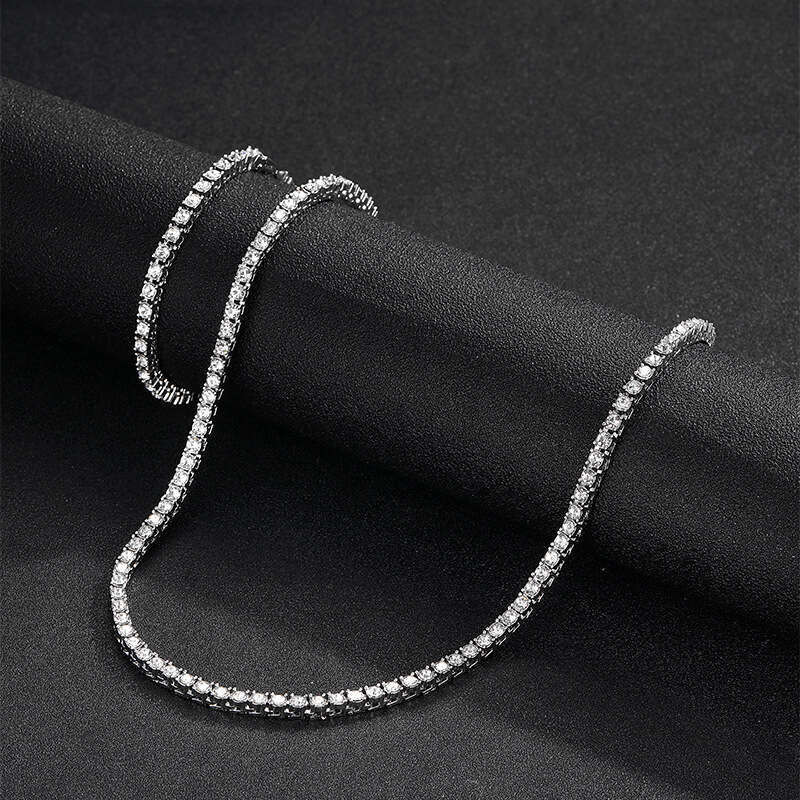 Trendy INS 4mm Tennis Chain Alloy Rhinestone Unisex Necklace Bracelet Set Accessories Jewelry