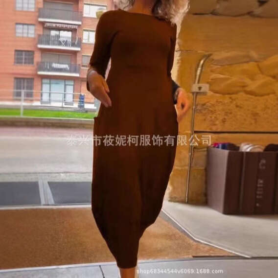 New Long Skirt Solid Color Knitted Dress Women's Clothing B5