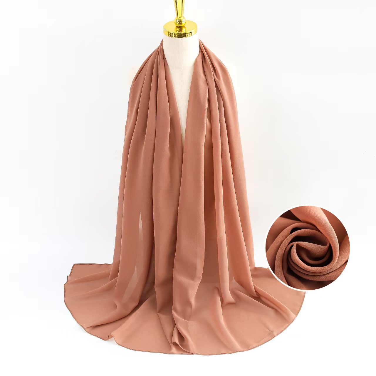 T1175 chiffon scarf female solid color bubble scarf all-match head scarf Malaysian silk scarf