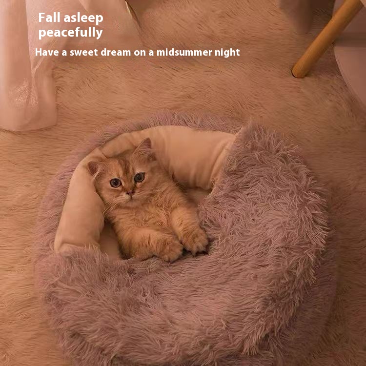 Warm Soft Plush Pet Bed-Semi-Enclosed Shell-Style Nest, Universal for Cats and Dogs,Cozy Cat Mattress Sofa Bed